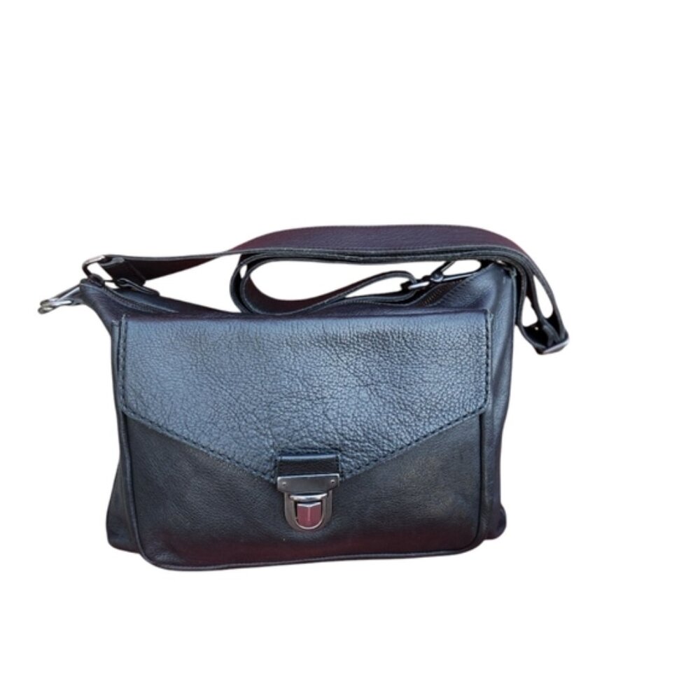 Roots Black Leather Crossbody Bag